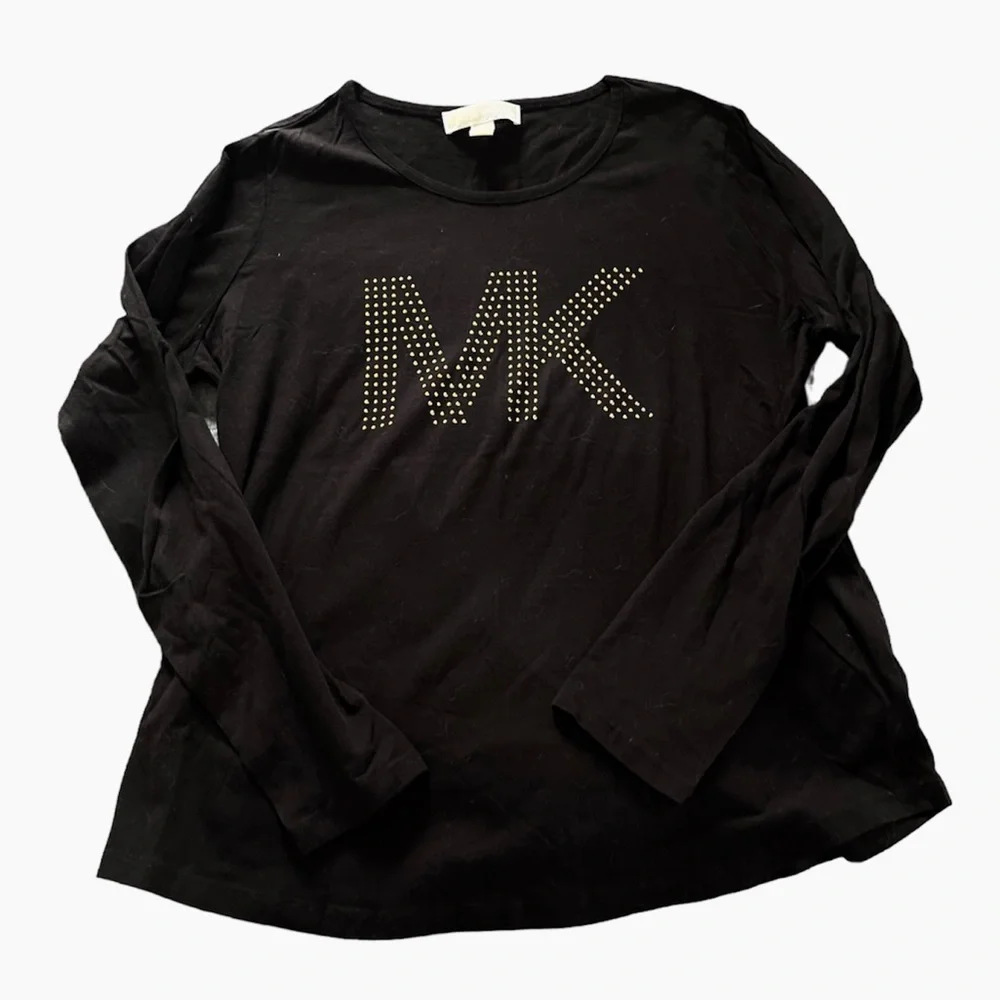 HP🎉 Michael Kors Logo Gold Studded Long Sleeve Tee - Picture 3 of 4